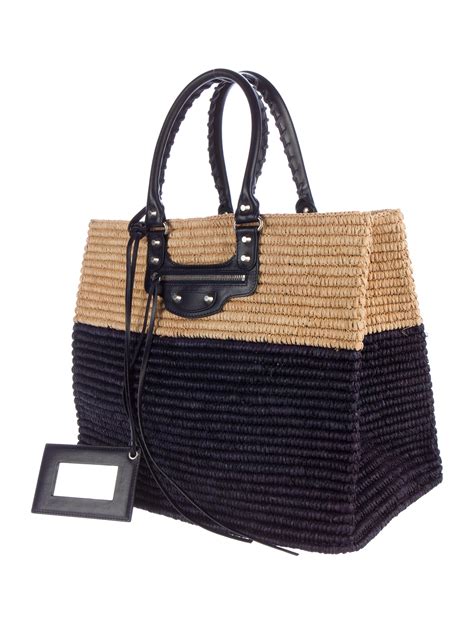 balenciaga raffia bag.